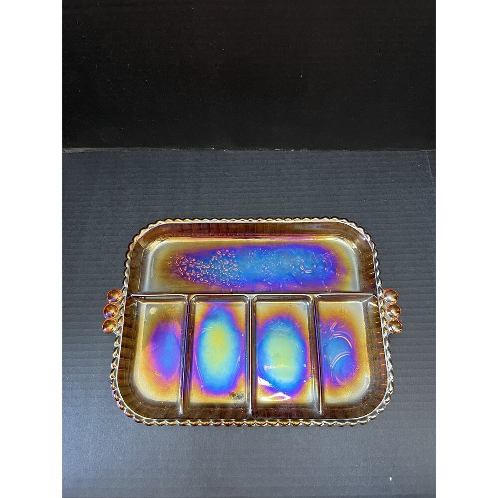 Vintage Indiana Carnival Depression Glass Fruit Divided Serving Dish K9